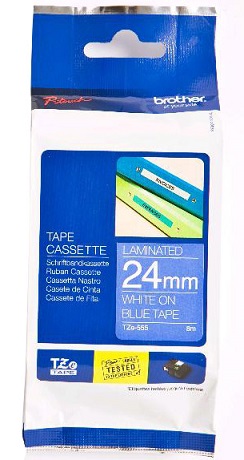 BROTHER TZ555 24 WHITE ON BLUE