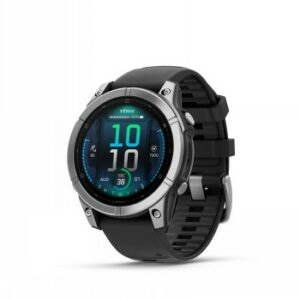 GARMIN FENIX E – 47 MM, AMOLED STAINLESS STEEL WITH BLACK SILICONE BAND