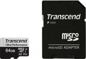 TRANSCEND 64 GB MICROSDXC CARD, A2, U3, V30 - USD340S (W/ ADAPTER)