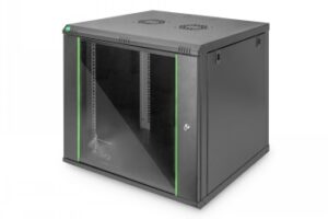 DIGITUS 9U WALL MOUNTING CABINET 478X600X600 MM, COLOR BLACK (RAL 9005)