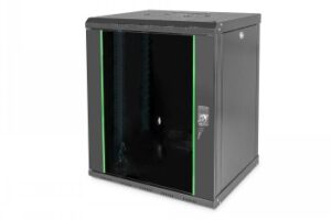 DIGITUS 12U WALL MOUNTING CABINET, UNIQUE 643X600X450 MM, COLOR BLACK (RAL 9005)