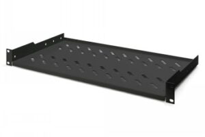 DIGITUS 1U FIXED SHELF FOR RACKS FROM 400 MM DEPTH 45X482X250 MM, UP TO 15 KG, BLACK (RAL 9005)