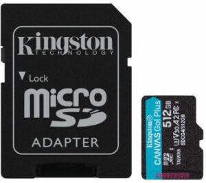KINGSTON 512 GB CANVAS GO PLUS GEN4 MICROSD, A2, U3, V30 (200R/160W) + ADAPTER
