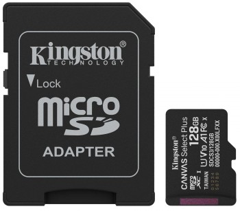 KINGSTON 128 GB CANVAS SELECT PLUS GEN3 MICROSD, A1, U1, V10 (150R) + ADAPTER