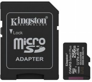 KINGSTON 256 GB CANVAS SELECT PLUS GEN3 MICROSD, A1, U1, V10 (150R) + ADAPTER