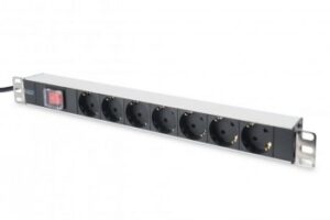DIGITUS 1U ALUMINUM PDU, RACKMOUNTABLE, 7X SAFETY OUTLET 16A, 4000W, 250VAC 50/60HZ, SWITCH