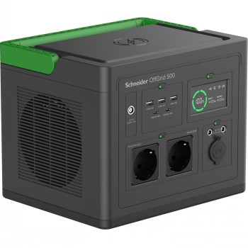 APC PPS500 OFFGRID -KANNETTAVA SÄHKÖASEMA 500, 230 V, 517 WH, LITIUMIONI, LCD, 2 CEE 7/3 -SUKOPISTORASIAA, SINIAALTO, 3 USB-A, 2 USB-C, LANGATON LATURI