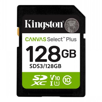 KINGSTON 128 GB CANVAS SELECT PLUS GEN3 SD, UHS-I, U1, V10 (150R)