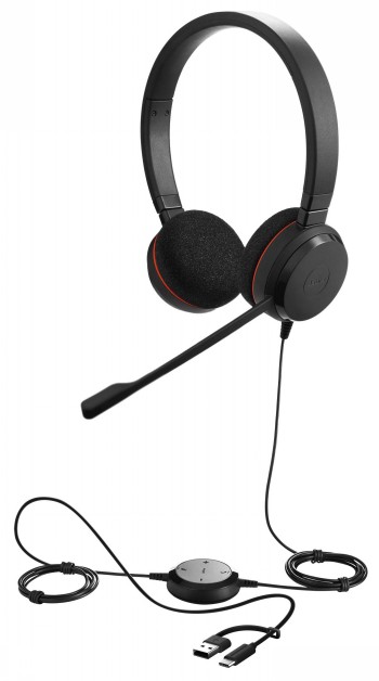 JABRA EVOLVE 20, STEREO MS, USB C/A ADAPTER