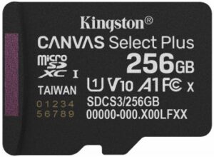 KINGSTON 256 GB CANVAS SELECT PLUS GEN3 MICROSD, A1, U1, V10 (150R)