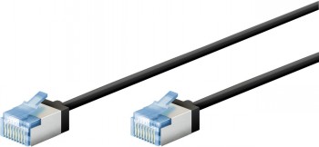 GOOBAY ULTRA-FLEX CAT6A VERKKOKAAPELI, 0.5M, U/FT, LSZH, SLIM, EXTRA-SHORT PLUGS, MUSTA