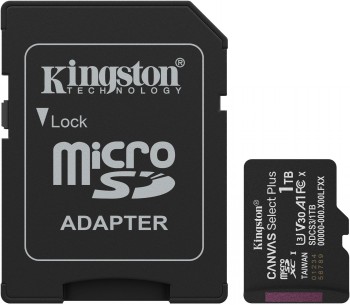 KINGSTON 1 TB CANVAS SELECT PLUS GEN3 MICROSD, A1, U3, V30 (150R) + ADAPTER