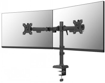 NEOMOUNTS NERO DOUBLE FLAT SCREEN DESK MOUNT (PHONE HOLDER+QUICK-FIX CLAMP/GROMMET) 2 SCREENS BLACK