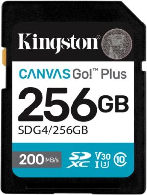 KINGSTON 256 GB CANVAS GO PLUS GEN4 SD, UHS-I, U3, V30 (200R/160W)