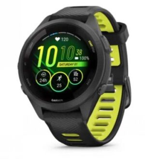 GARMIN FORERUNNER 265S, MUSTA KEHYS JA KELLONRUNKO SEKÄ MUSTA/KIRKKAANKELTAINEN SILIKONIHIHNA