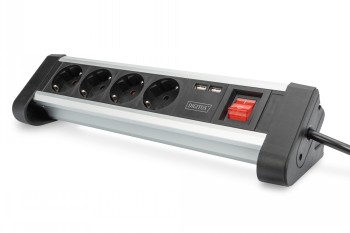 DIGITUS 4-WAY OFFICE POWER STRIP WITH 2X USB