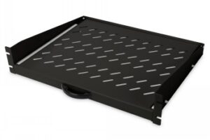 DIGITUS 2U EXTENDIB. SHELF FOR CABINETS FROM 450 MM DEPTH 88X483X352 MM, UP TO 30 KG, BLACK (RAL 9005)