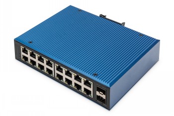 DIGITUS INDUSTRIAL 16+2 -PORT GIGABIT ETHERNET SWITCH UNMANAGED, 16 RJ45 PORTS 10/100/1000 MBITS