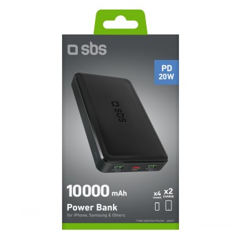 SBS POWERBANK 10000MAH 2X USB-A + USB-C PD 20W