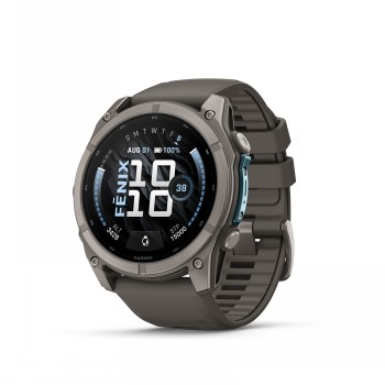 GARMIN FENIX 9 - 51MM TITAANI JA PEBBLE GRAY -SILIKONIHIHNA