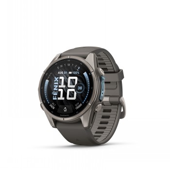 GARMIN FENIX 9 - 43MM TITAANI JA PEBBLE GRAY -SILIKONIHIHNA